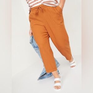 Old Navy High Waisted Linen Blend Straight Cropped Pants